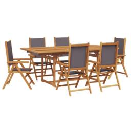 Berkfield Home 7 Piece Garden Dining Set Anthracite Fabric & Solid Wood - thumbnail 2