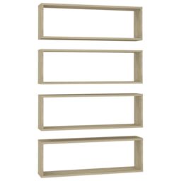 Berkfield Home Wall Cube Shelf 4 pcs Sonoma Oak 80x15x26.5 cm Engineered Wood in Brown - thumbnail 2