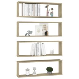 Berkfield Home Wall Cube Shelf 4 pcs Sonoma Oak 80x15x26.5 cm Engineered Wood in Brown - thumbnail 3