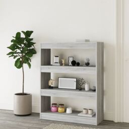 Berkfield Home Book Cabinet/Room Divider Grey Sonoma 80x30x103 cm Engineered wood - Size: 80 x 30 x 103 cm - thumbnail 6
