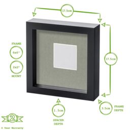 "Nicola Spring 6"" x 6"" 3D Box Photo Frames - 2"" x 2"" Mount - Light Brown - Pack of 5 in White" - thumbnail 4