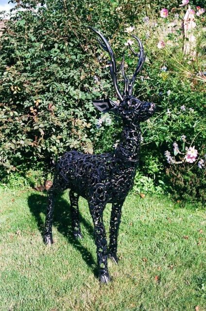 Inspirational Gifting Beautiful 1.2m (4ft) Standing Filigree Stag Deer Ornament in Black - image 1