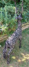 Inspirational Gifting Beautiful 1.2m (4ft) Standing Filigree Stag Deer Ornament in Black - thumbnail 4