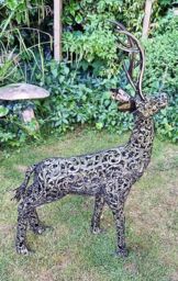 Inspirational Gifting Beautiful 1.2m (4ft) Standing Filigree Stag Deer Ornament in Black - thumbnail 2