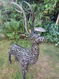 Inspirational Gifting Beautiful 1.2m (4ft) Standing Filigree Stag Deer Ornament in Black - thumbnail 3