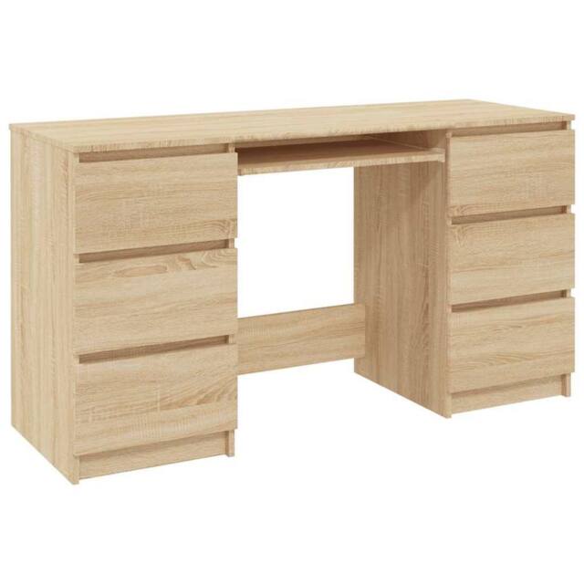 Berkfield Home Writing Desk Sonoma Oak 140x50x77 cm Engineered Wood in Light Oak - Size: 140 x 50 x 77 cm - image 1