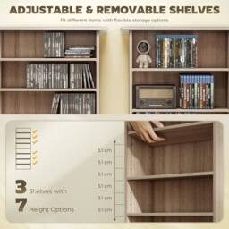 HOMCOM CD Storage Unit DVD Tower Blu-ray Storage Shelf for Living Room in Natural - thumbnail 5