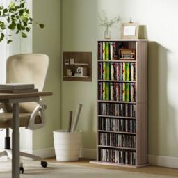 HOMCOM CD Storage Unit DVD Tower Blu-ray Storage Shelf for Living Room in Natural