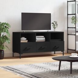 Berkfield Home TV Cabinet Black 102x36x50 cm Engineered Wood - Size: 102 x 36 x 50 cm - thumbnail 1