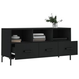 Berkfield Home TV Cabinet Black 102x36x50 cm Engineered Wood - Size: 102 x 36 x 50 cm - thumbnail 4