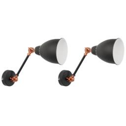 Wyld and Coco Graphite Grey Set of 2 Wall Spot Lamps with Metal Swing Arm - thumbnail 2