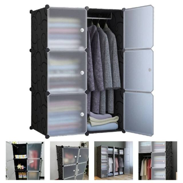 Nordara Modern Plastic Wardrobe Storage Closet in Black - image 1
