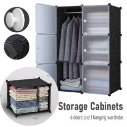 Nordara Modern Plastic Wardrobe Storage Closet in Black - thumbnail 4