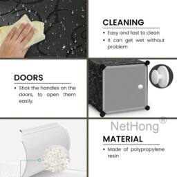 Nordara Modern Plastic Wardrobe Storage Closet in Black - thumbnail 7