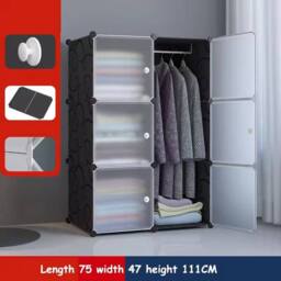 Nordara Modern Plastic Wardrobe Storage Closet in Black - thumbnail 3