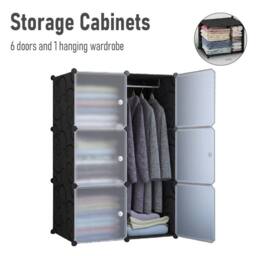 Nordara Modern Plastic Wardrobe Storage Closet in Black - thumbnail 6