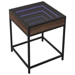 Berkfield Home Bedside Table with Infinity LED Brown Oak 40x40x51 cm - Size: 40 x 40 x 51 cm - thumbnail 3