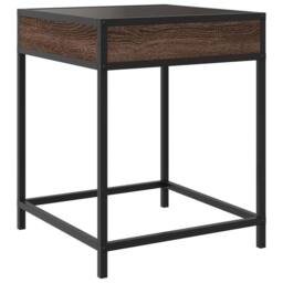Berkfield Home Bedside Table with Infinity LED Brown Oak 40x40x51 cm - Size: 40 x 40 x 51 cm - thumbnail 8