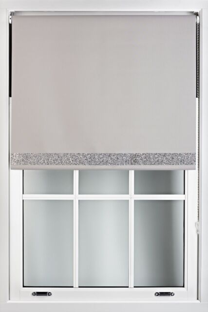 Furnished Grey Blackout Fabric with Silver Glitter Accent - Trimmable Roller Blind - Size: 130 cm width x 165 cm drop - image 1
