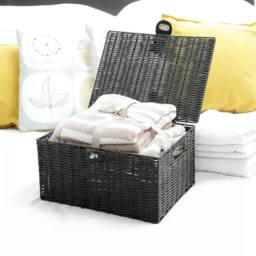 VOGREX SET OF 3 RESIN WOVEN WICKER XMAS HAMPER BASKET in Black - thumbnail 3