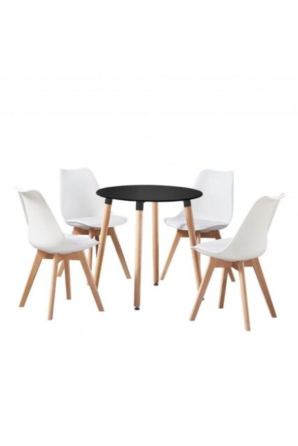 Life Interiors 'Lorenzo' Round Dining Set with a Table & Dining Chair Set of 4 in White