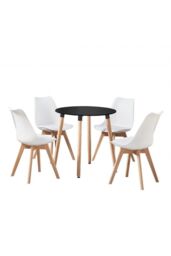 Life Interiors 'Lorenzo' Round Dining Set with a Table & Dining Chair Set of 4 in White - thumbnail 1