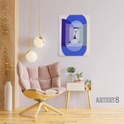 "Artery8 Joseph Schillinger Abstract Blue Gray Violet Wheel Canvas Art Print - Size: W12"" x H16""" - thumbnail 3