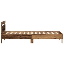 Berkfield Home Bed Frame with LED Lights Old Wood 75x190 cm Engineered Wood in Brown - thumbnail 7