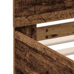 Berkfield Home Bed Frame with LED Lights Old Wood 75x190 cm Engineered Wood in Brown - thumbnail 9