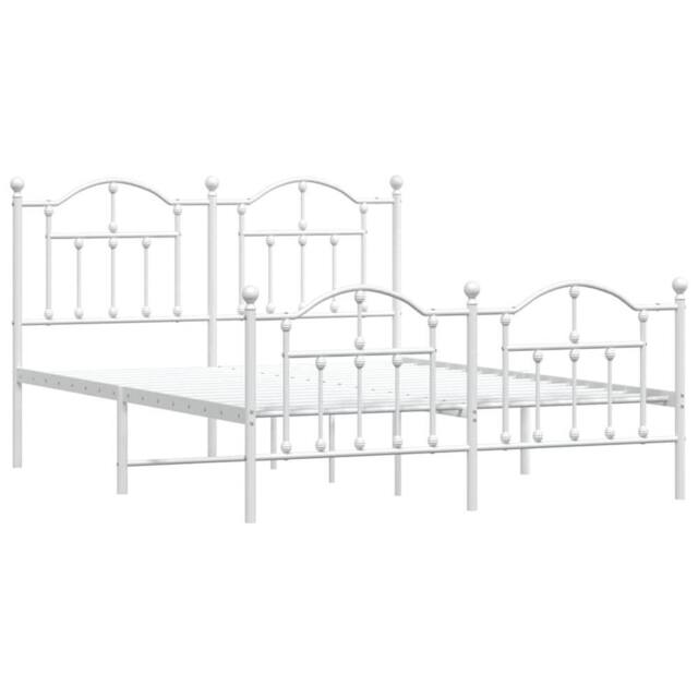 Berkfield Home Metal Bed Frame with Headboard & Footboard White 140x200 cm - image 1