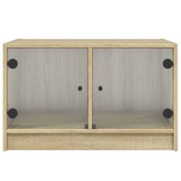 Berkfield Home Modern Coffee Table with Glass Doors Sonoma Oak 68x50x42 cm in Light Tan - Size: 68 x 50 x 42 cm - thumbnail 6