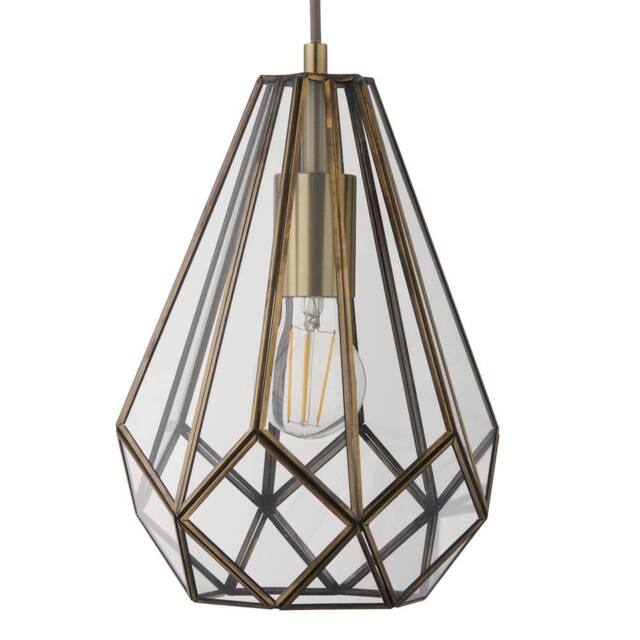 First Choice Lighting Polly - Antique Brass & Glass Pendant Ceiling Light in Bronze - image 1