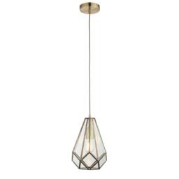 First Choice Lighting Polly - Antique Brass & Glass Pendant Ceiling Light in Bronze - thumbnail 2