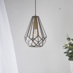 First Choice Lighting Polly - Antique Brass & Glass Pendant Ceiling Light in Bronze - thumbnail 8