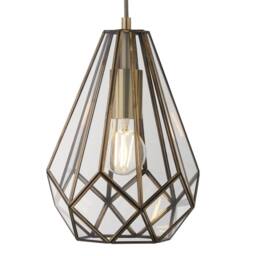 First Choice Lighting Polly - Antique Brass & Glass Pendant Ceiling Light in Bronze - thumbnail 4