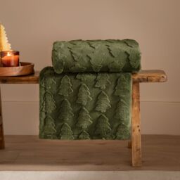 Furn Pines Faux Fur Throw in Green - Size: 150 cm × 200 cm - thumbnail 2