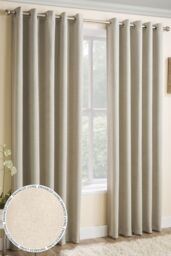 Enhanced Living Plain Thermal Room Darkening Pair of Curtains For Bedroom & Livingroom in Cream - Size: 168 cm width x 137 cm drop