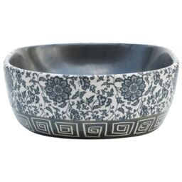 Berkfield Home Countertop Basin Black & Blue Oval 47x33x13 cm Ceramic - Size: 47 x 33 x 13 cm - thumbnail 5