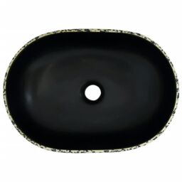 Berkfield Home Countertop Basin Black & Blue Oval 47x33x13 cm Ceramic - Size: 47 x 33 x 13 cm - thumbnail 6