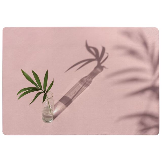 Benjamin Tate Design Botanical Leaf On Pink Designer Rug in Natural - Size: Large - image 1