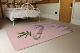 Benjamin Tate Design Botanical Leaf On Pink Designer Rug in Natural - Size: Large - thumbnail 3