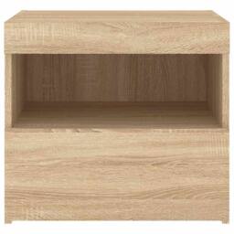 Berkfield Home Beautiful Bedside Cabinet with LED Lights Sonoma Oak 50x40x45 cm in Brown - Size: 50 x 40 x 45 cm - thumbnail 8