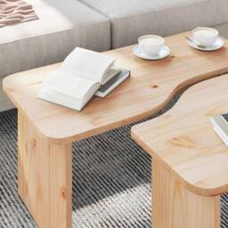 Berkfield Home Coffee Table 2 pcs Natural Solid pine wood - thumbnail 5