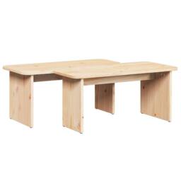 Berkfield Home Coffee Table 2 pcs Natural Solid pine wood - thumbnail 6