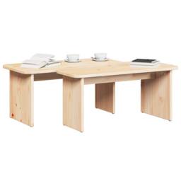 Berkfield Home Coffee Table 2 pcs Natural Solid pine wood - thumbnail 3