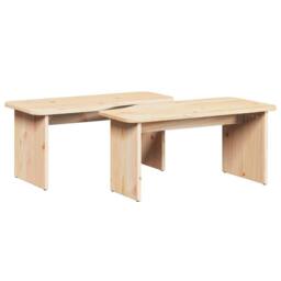 Berkfield Home Coffee Table 2 pcs Natural Solid pine wood - thumbnail 1
