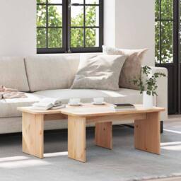 Berkfield Home Coffee Table 2 pcs Natural Solid pine wood - thumbnail 2