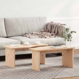 Berkfield Home Coffee Table 2 pcs Natural Solid pine wood - thumbnail 4