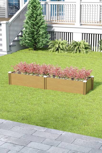 Living and Home Plastic Wood-Grain Raised Garden Bed Planter in Brown - Size: Large - image 1