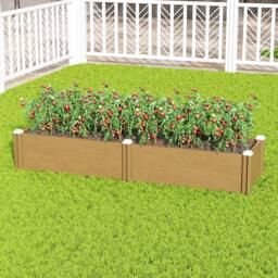 Living and Home Plastic Wood-Grain Raised Garden Bed Planter in Brown - Size: Large - thumbnail 3